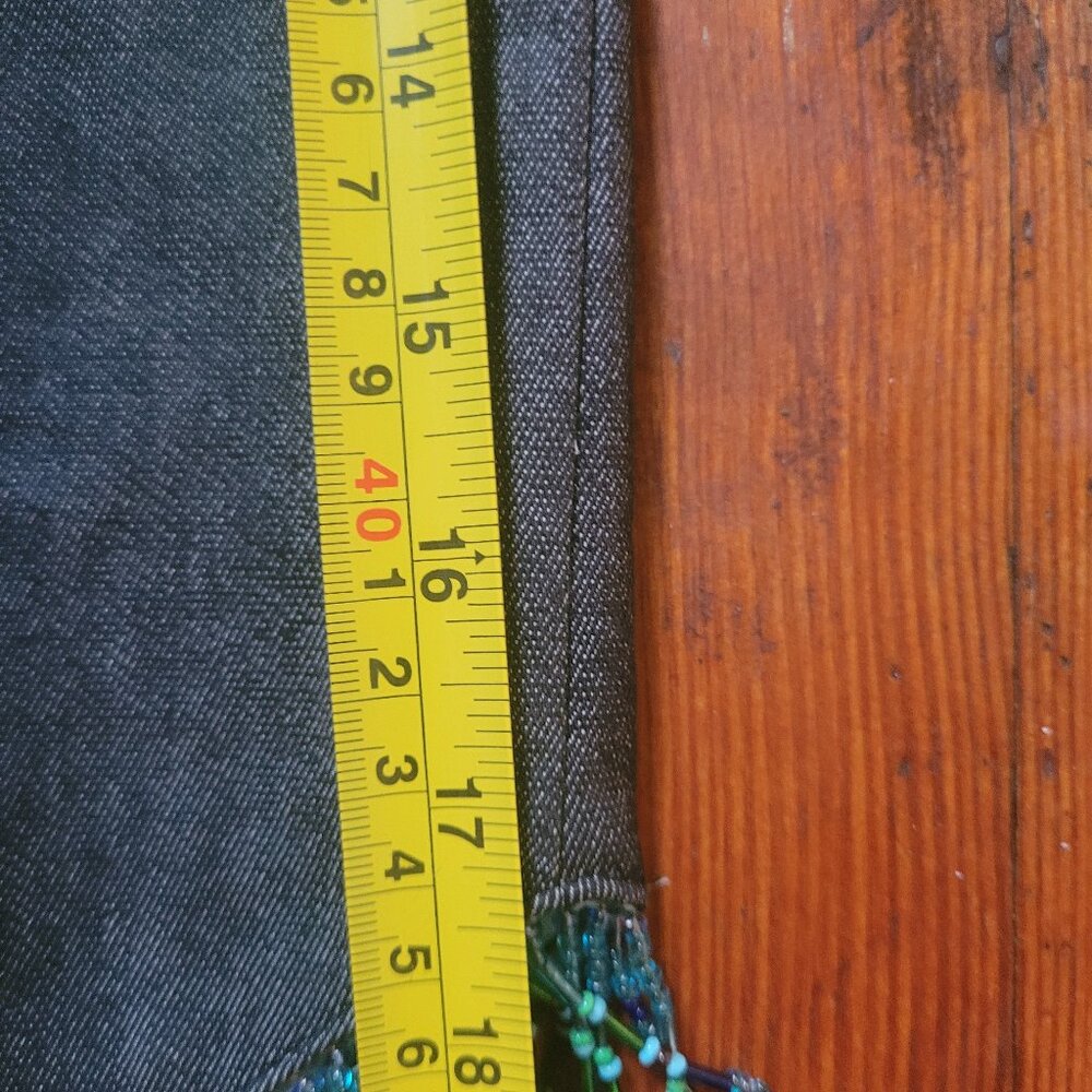 Beaded V-Hem Denim Skirt, Sz XS-S - Picture 8 of 13